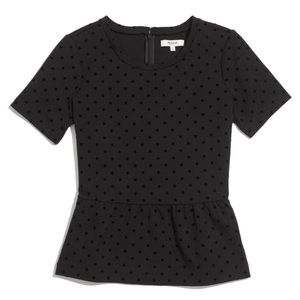 Madewell Velvet Polka Dot Peplum Top